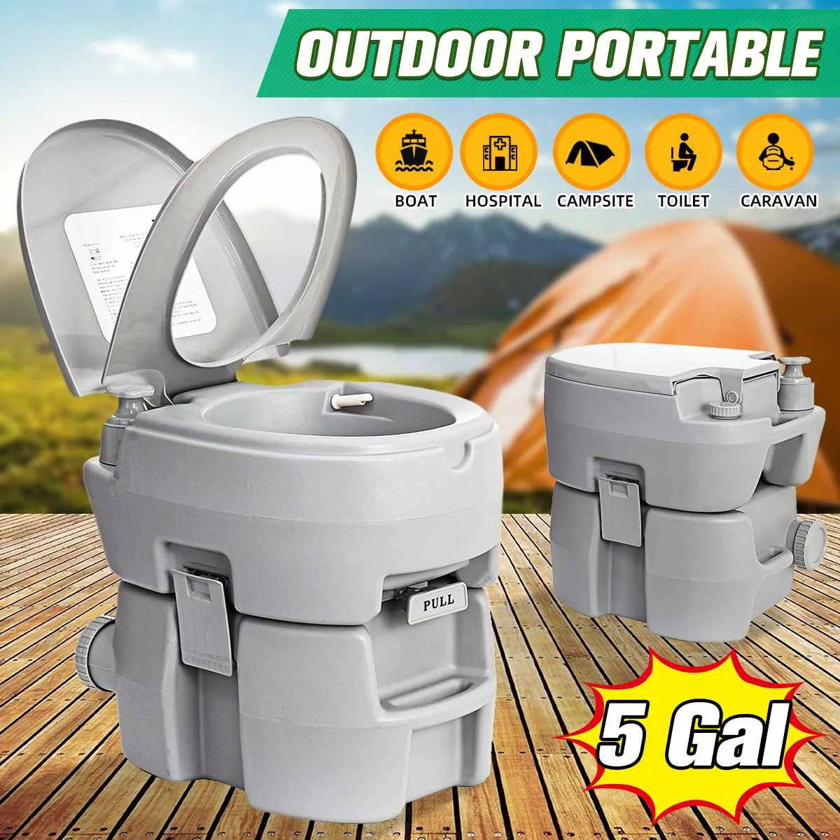 

Portable Flush Toilet Elderly Pregnant Toilets Seat Outdoor Indoor Travel Camping Commode Potty Toilets for Caravan 20L 5 Gallon