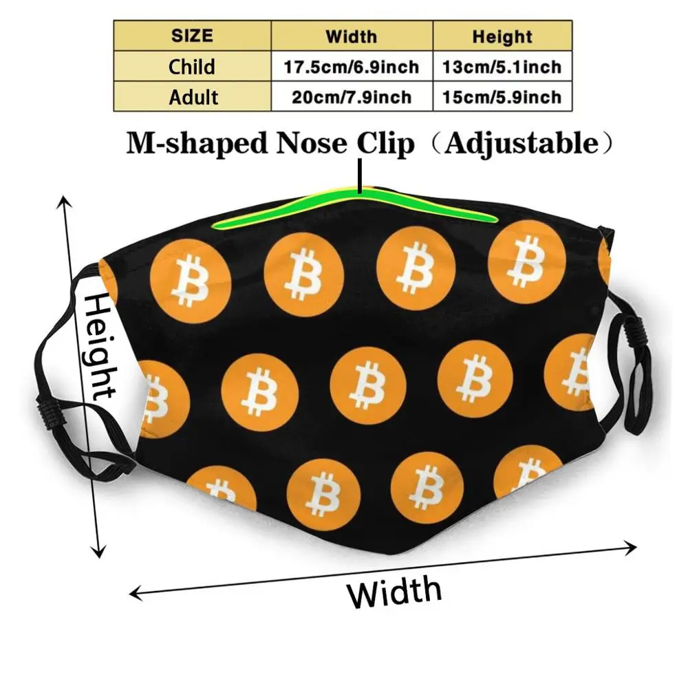Многоразовая маска с рисунком биткоина Btc криптовалюты фильтром Pm2.5 модная для