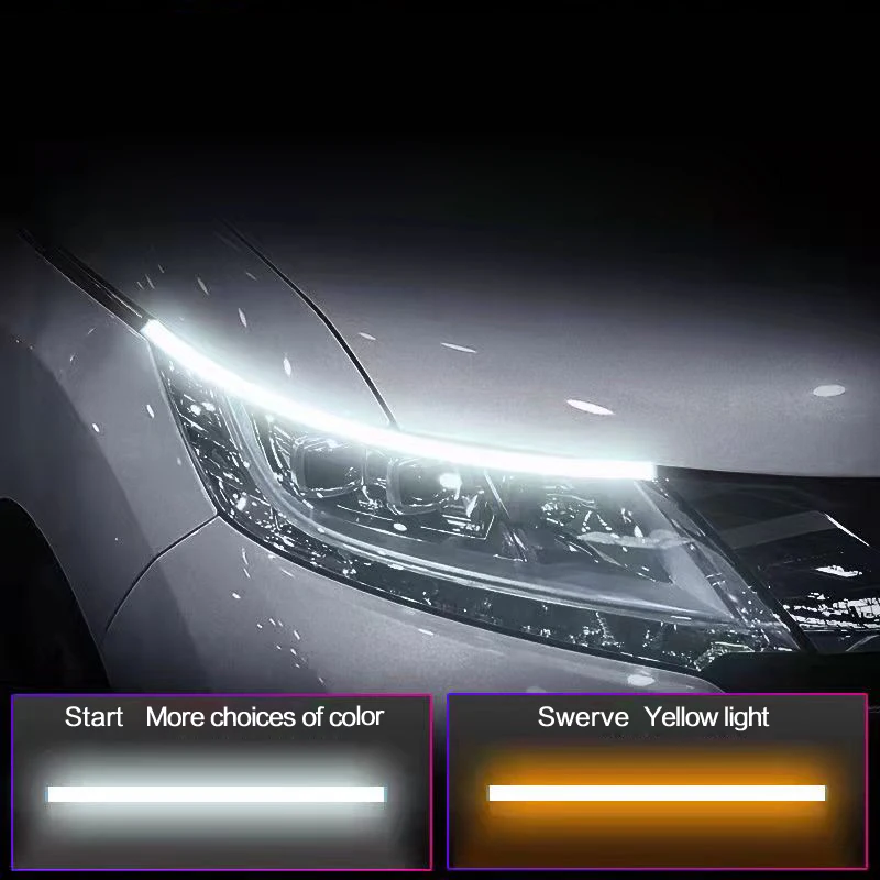 

2Pcs Auto Turn Signal Guide Strip lamp Universal Guide Lamp Strip Signal Waterproof Daytime Running Light Flexible Soft