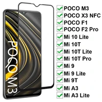 9d protective tempered glass for xiaomi poco m3 x3 nfc f1 f2 pro screen protector for mi 9 10 lite a3 9t 10t pro full cover film