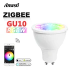 RGBW GU10 Точечный светильник Zigbee умный дом переменный ток 110 в 230 В 220 В Zigbee 3,0 5 Вт GU10 светодиодсветильник лампа работает с Amazon Echo Plus SmartTing