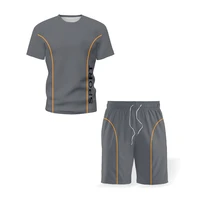 2021 summer fashion latest release 3d refreshing casual sports suit round neck short sleeve shorts harajuku street 2 piece set
