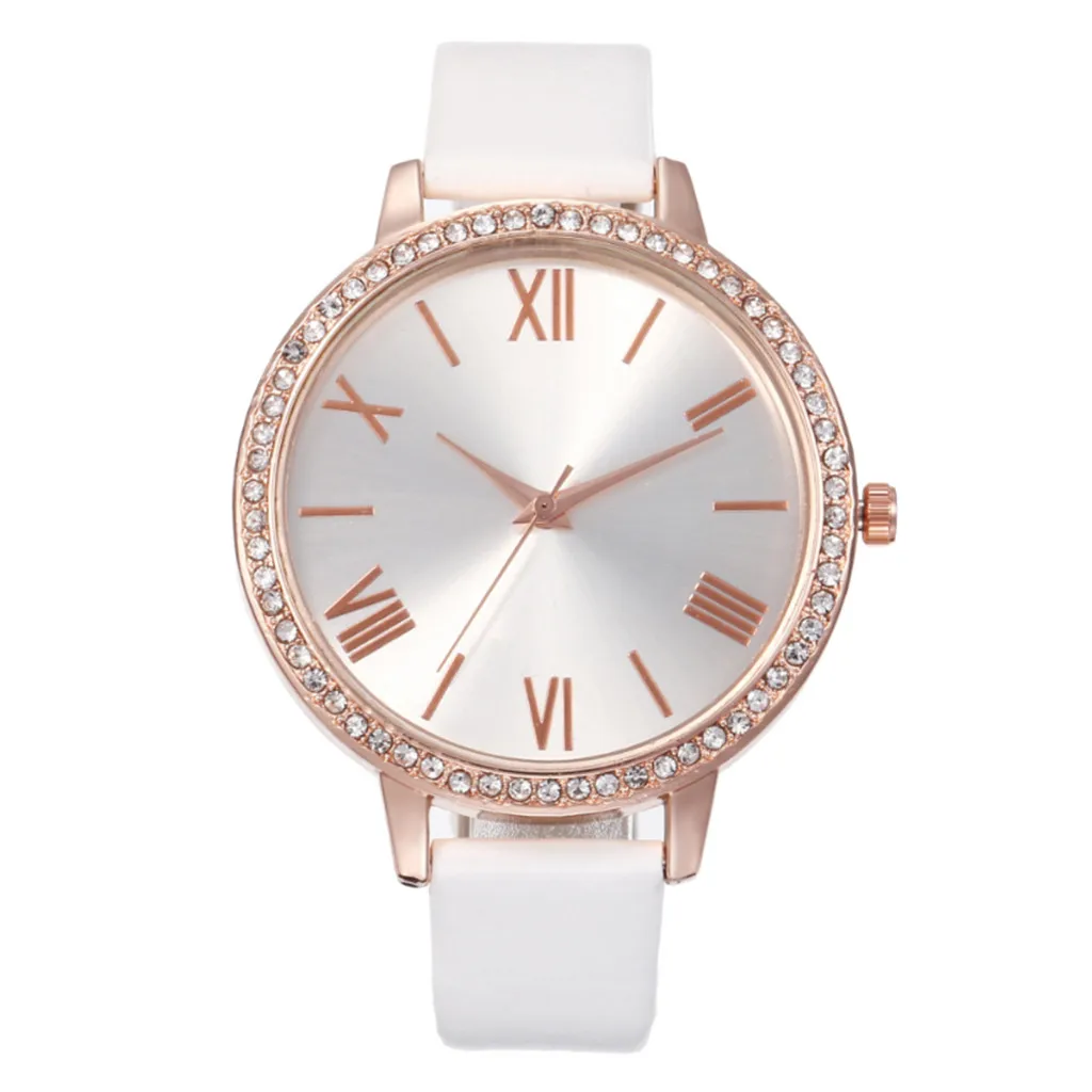 Модные повседневные женские часы с ремешком и бриллиантами римская шкала