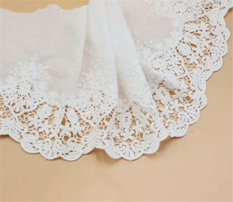3Yard/lot 36CM Wide White Beige Embroidered Cotton Cloth Lace Trim Skirt Sofa Women's Clothing DIY Fabric Accessories - купить по