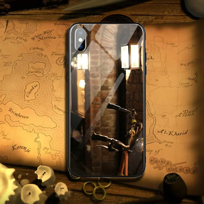 Чехол для телефона из закаленного стекла велосипеда велоспорта iPhone 5 5S SE 8 7 Plus X XR XS