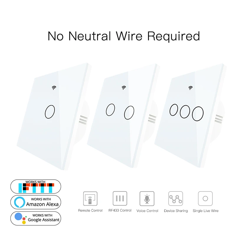 ЕС/Великобритания беспроводной одиночный огонь смарт WiFi стеклянная панель