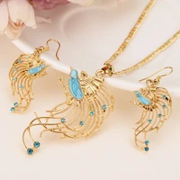 gold color gorgeous bird earrings pendant necklaces elegant jewerly set for women exquisite dubai arab african jewelry