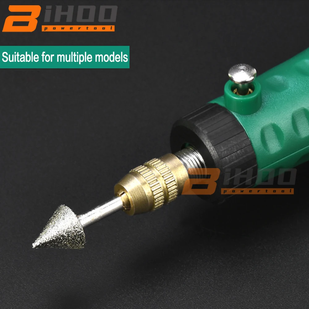 

46Grit Diamond Grinding Head Carving Burr Set for Jewelry Glass Stone Ceramic Gemstones Lapidary 1/8-Inch Shank 50pcs
