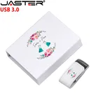 JASTER (более 10 шт. бесплатный логотип) USB 3,0 белая кожа + коробка флэш-накопитель usb флэш-накопитель 4 ГБ 8 ГБ 16 ГБ 32 ГБ 64 ГБ внешнее хранилище