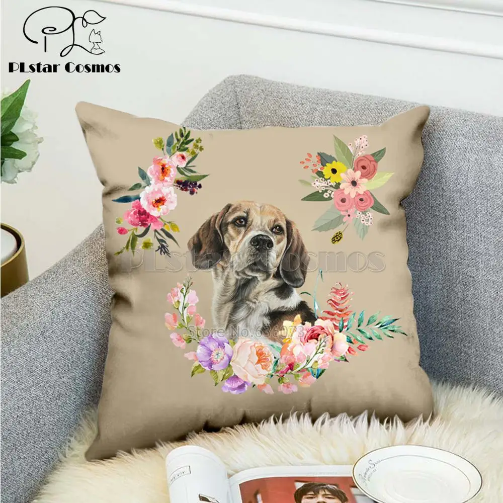 

Pet dog flower puppy Nordic short plush Pillow Case Polyester Decorative Throw Pillow Cover Square style-11