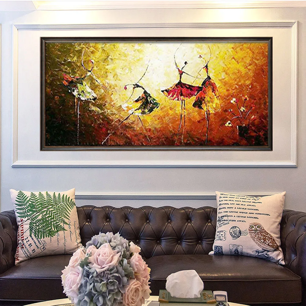 

Large 100% hand-painted Girl BALLET Dancer abstract oil painting on the canvas wall art wall picture for the living room decorat