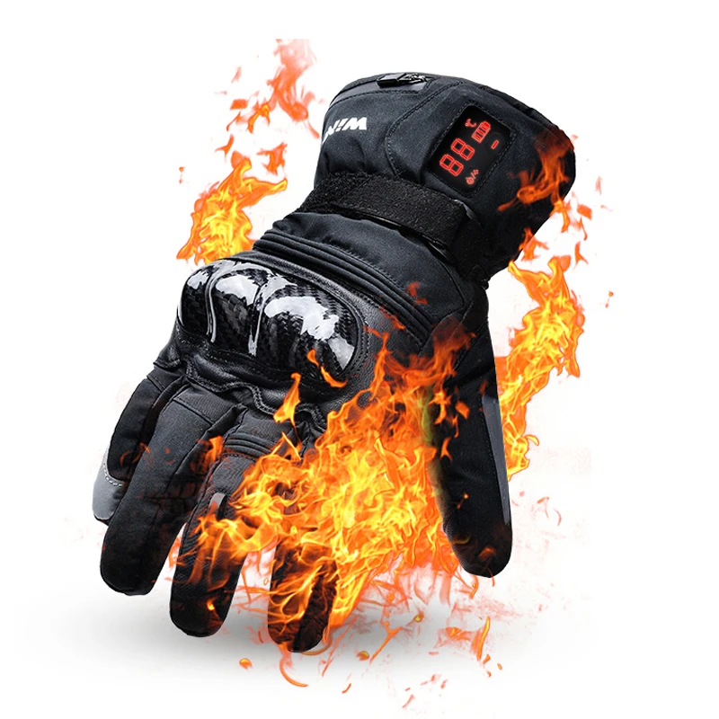 Зимние лыжные перчатки с электроподогревом и цифровым светодиодным дисплеем