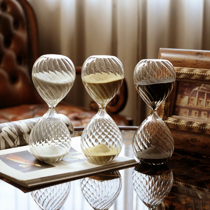 

30 Minutes Moire Ripple Hourglass Sand Timer Home Coffee Shop Decoration Adornment White Black Gold Birthday Student Gift