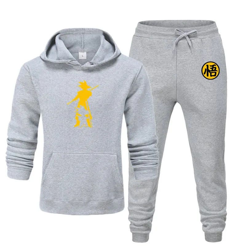 

2019 new men's hoodie suit autumn and winter warm clothing fashion printing street hoodie suit running jogging sports suit