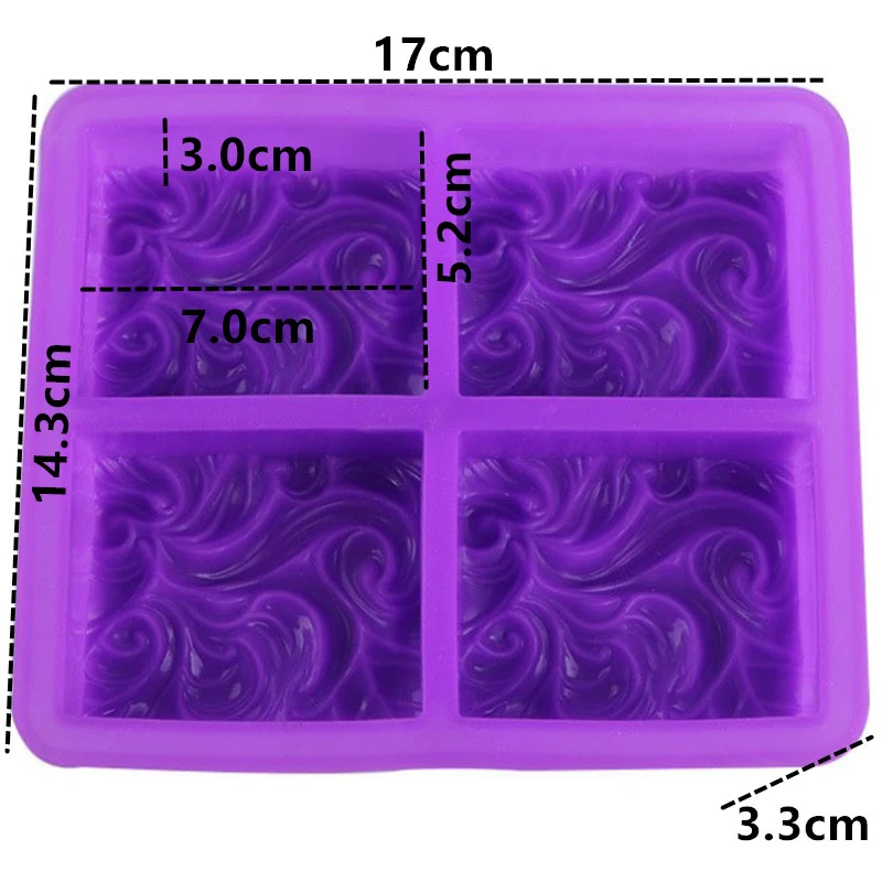Силиконовая форма для мыла сделай сам 4 ячейки прямоугольное мыло с тиснением