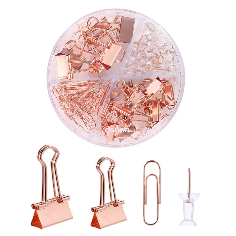 

For 72Pcs Binder Clips Paper Clips Push Pins Setswith With Acrylic Box For Office School Supplies Folder Set