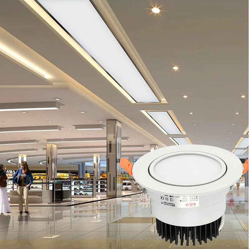 Luz descendente LED COB redonda regulable, 5W, 7W, 9W, 12W, 15W, 18W, foco de techo de LED AC85 ~ 265V, lámpara de techo LED de iluminación interior