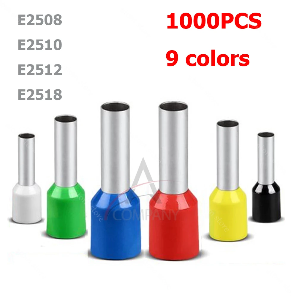 1000 шт. E2508 E2510 E2512 E2518 Изолированные Наконечники Клеммная колодка шнур концевой
