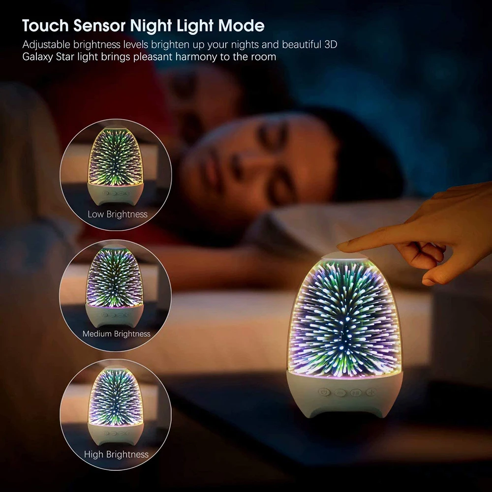 Ночной светильник Bluetooth Динамик 3D Стекло прикроватная настольная лампа Цвет