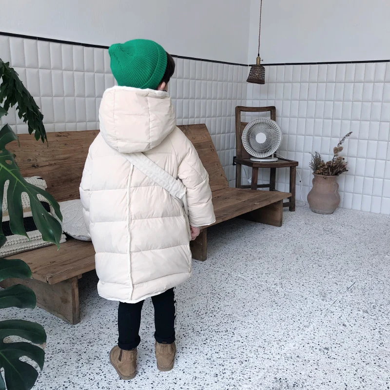 HYLKIDHUOSE/ г. Зимние белые пуховые пальто для мальчиков и девочек Детский пуховик уличная утепленная Детская куртка с капюшоном, зимняя одежда