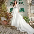Женское свадебное платье It's yiiya, Белое Атласное Платье-трапеция на пуговицах с V-образным вырезом и длинными рукавами на лето 2022