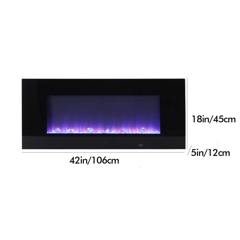 

42-inch Wall-mounted Electric Fireplace With Overheating Protection Thermostat Timer Remote Control Touch Screen 1500/750W