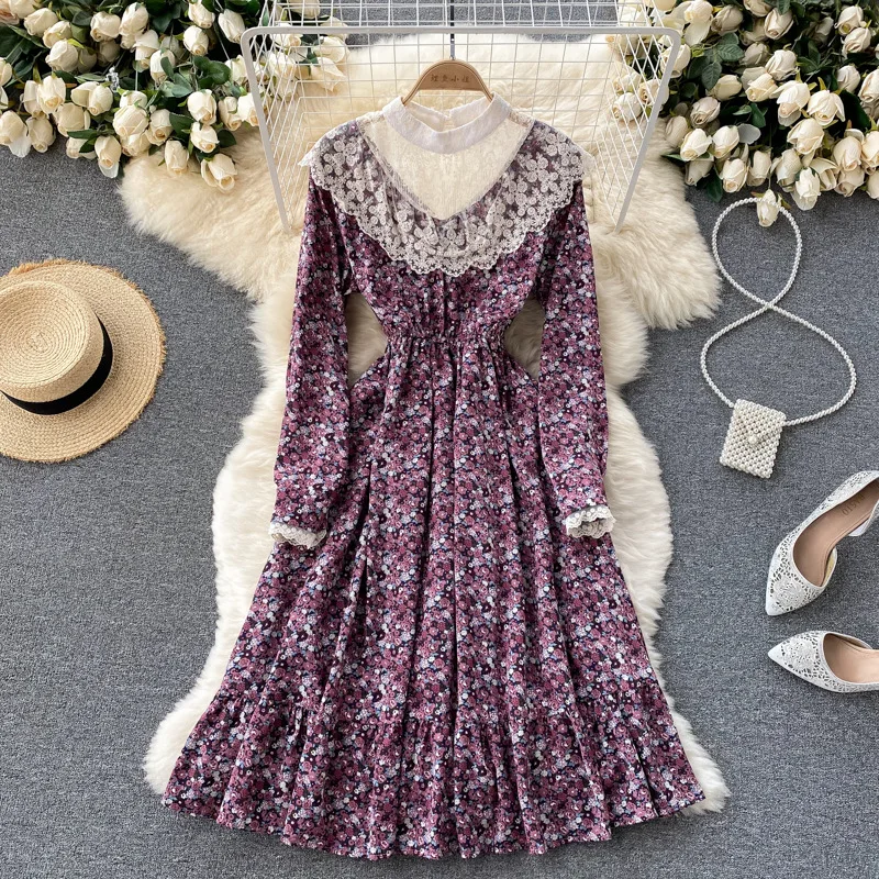 

Jastie/летнее женское платье в стиле бохо, кружевное платье с кисточками и круглым воротником, с длинными рукавами и высокой талией, платье с об...