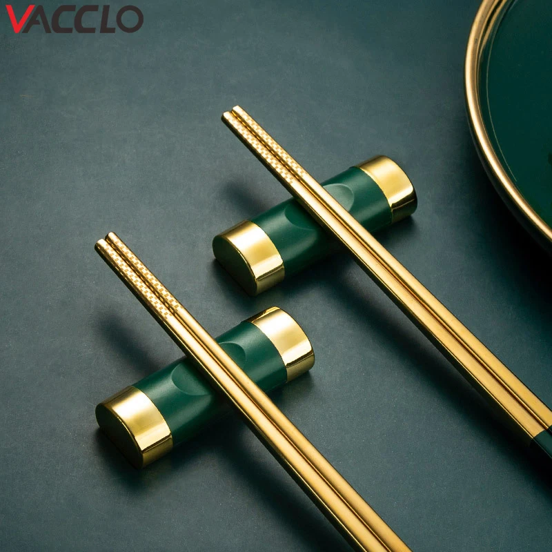 

Vacclo Spoon Stand Rack Pillow Shape Visual Touch Alloy Chinese Chopstick Rest Chopsticks Holder Frame Art Craft Kitchen Tool