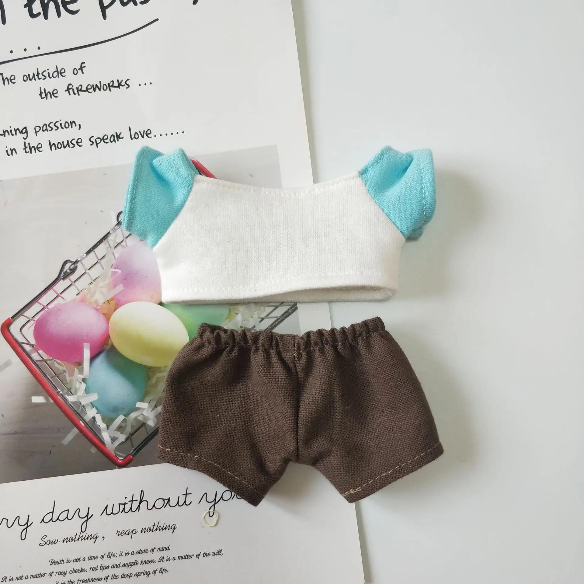 

20cm Star Idol Doll's Clothes AccessoriesT-shirt Overalls Suit Cute Doll Ornament Interchangeable Clothes(No Doll)