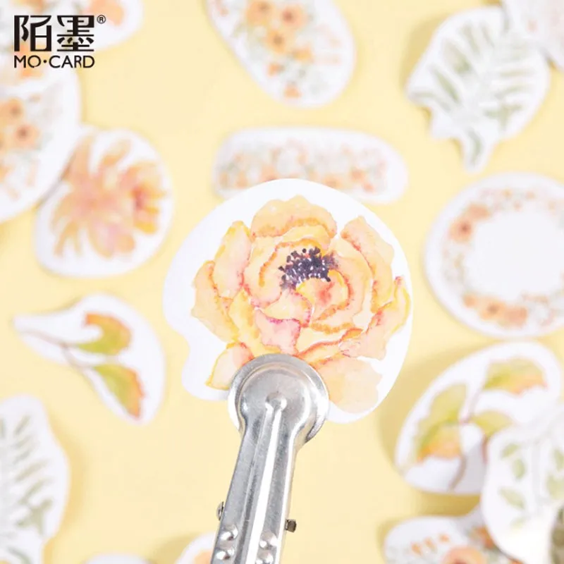 

46pcs Mini Box plant stickers orange Rose story DIY decoration collage Bullet card diary scrapbook 4CM