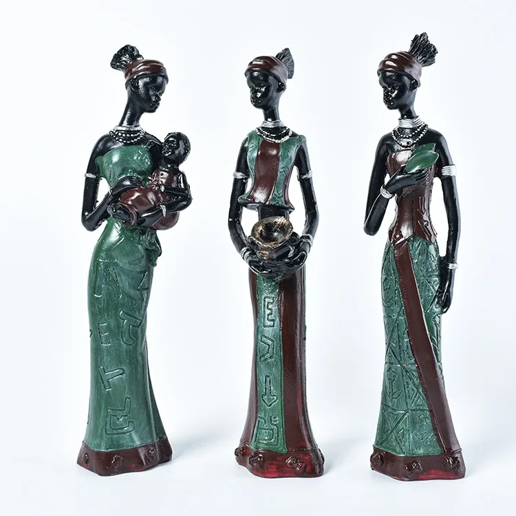 

Exotic Resin African Character Three - Piece Set Creative Study Office Decorations Gift Decoration