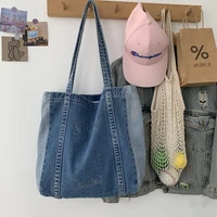 women denim shoulder bag designer female canvas jeans tote handbags large school shoulder bags ladies casual tote shopper