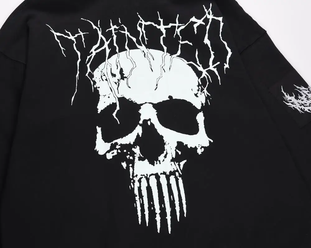 Толстовка с капюшоном хлопковые черепа панк Готическая темная одежда уличный