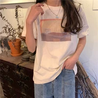 chic gentle women streetwear cotton tops 2021 new female oversize hot printed high quality short sleeves t shirts