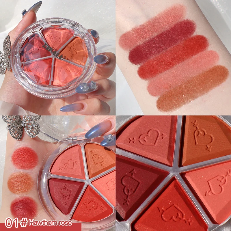 Пятицветные Лепестковые Румяна Тени для век паста земли матовые перламутровые