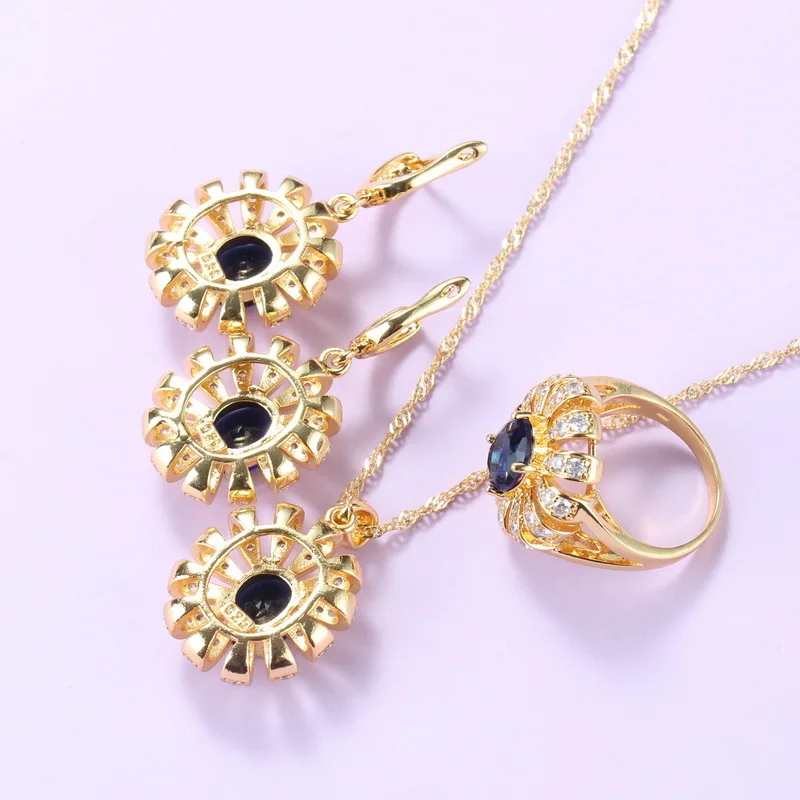 Африканские свадебные аксессуары большие ювелирные наборы золотой цвет синий