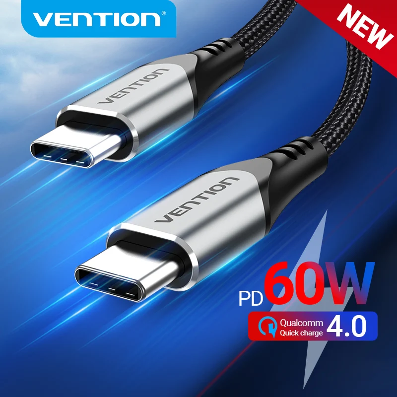Vention USB Type C к кабель PD 60 Вт быстрое зарядное устройство шнур для Samsung S20 Macbook iPad Quick