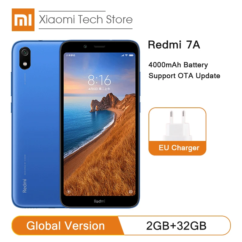 Глобальная версия Xiaomi Redmi 7A 2 Гб оперативной памяти 32 ГБ ROM мобильный телефон