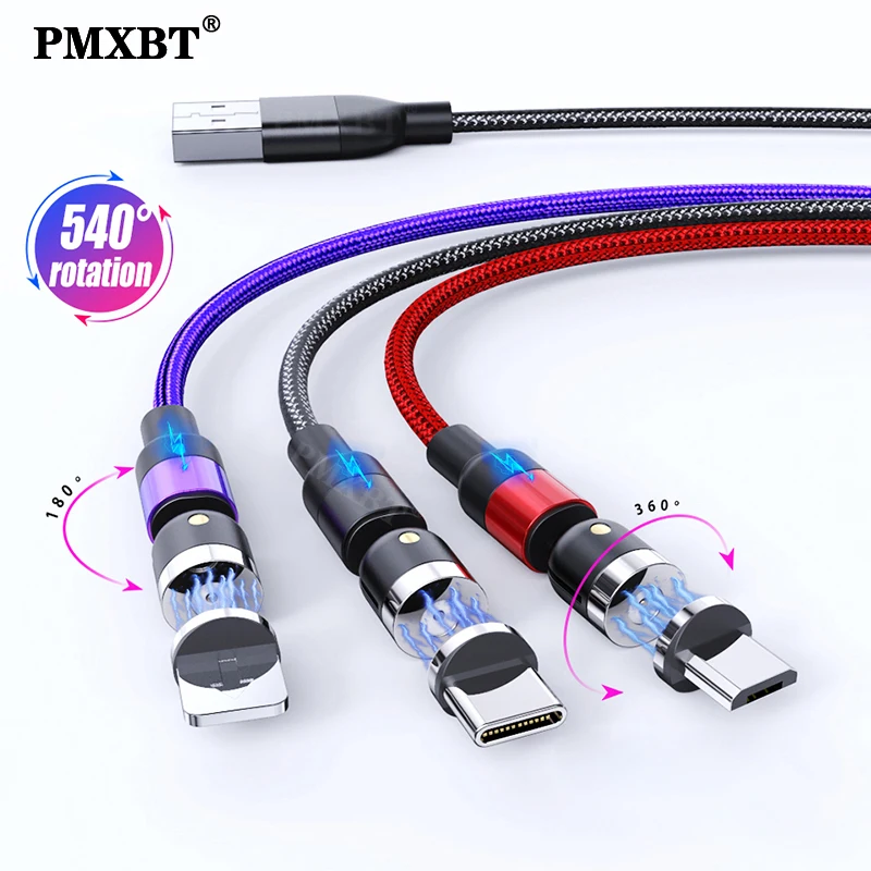 Магнитный USB кабель PMXBT с поворотом на 540 ° зарядное устройство Micro Type C магнитный