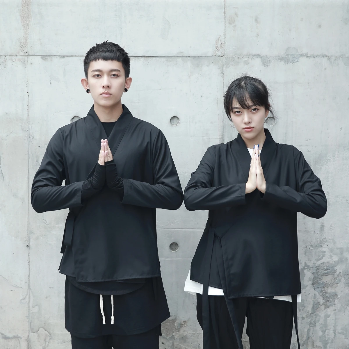 Пиджак-кимоно мужской черного цвета на шнуровке сбоку #4202 весна-осень | Мужская