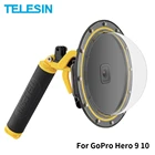 TELESIN 6 ''купол порт 30 м водонепроницаемый чехол с плавающей ручкой триггер Дайвинг чехол для GoPro Hero 10 9 черный аксессуар