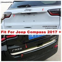 for jeep compass 2017 2020 stainless steel rear tail tailgate door trunk trim exterior mouldings accessories auto protection