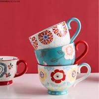 400ml ceramic mug mug cute girl household cereal coffee milk cup oatmeal simple household breakfast cup living room accessories