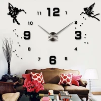 47 inch acrylic large wall clock self adhesive angel time sticker diy 3d quartz clocks digital watch for living room home decor