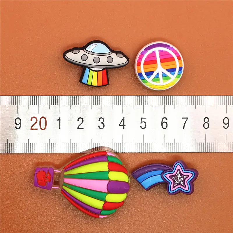 Single Sale 1pc Original Shoe Charms Shooting Star UFO Peace Balloon Shoe Accessories Buckle Decorations Fit Croc JIBZ Kids Gift