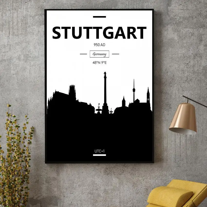 

Stuttgart Canvas Painting Wall Art Pictures Prints Home Decor Wall Poster Decoration for living Room