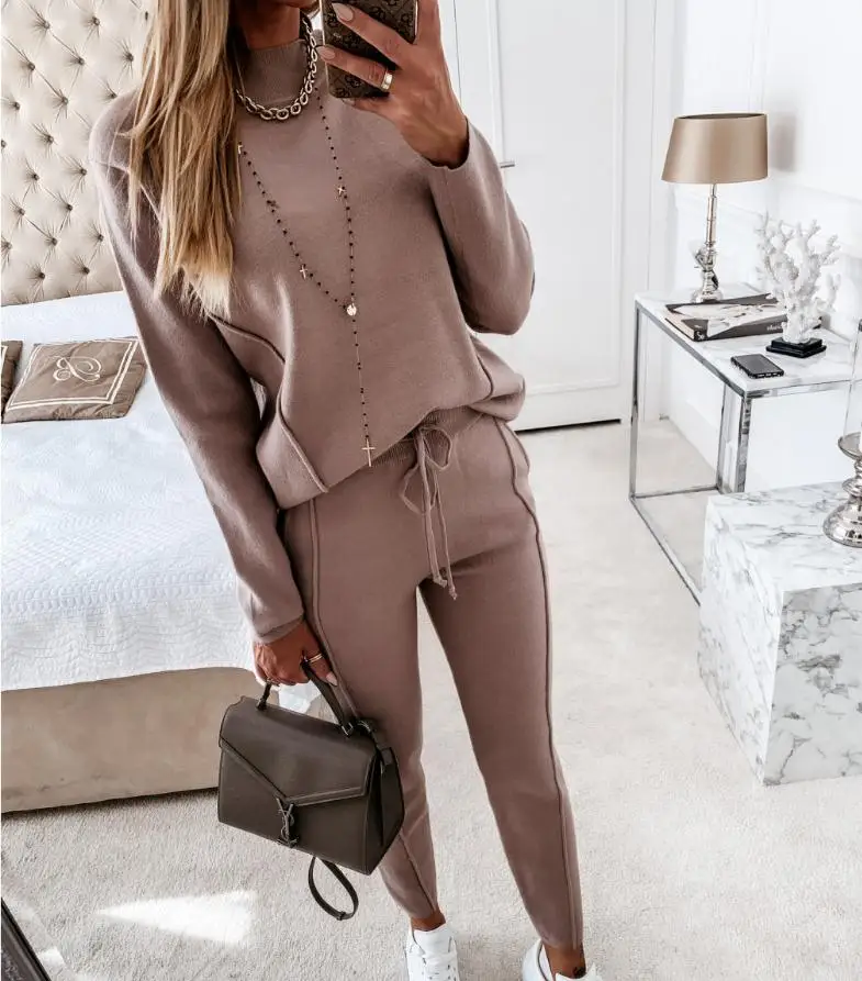 

Casual Tracksuit Women 2 Pieces Set Sports Sweatshirts Pullover Home Sweatpants Outfits