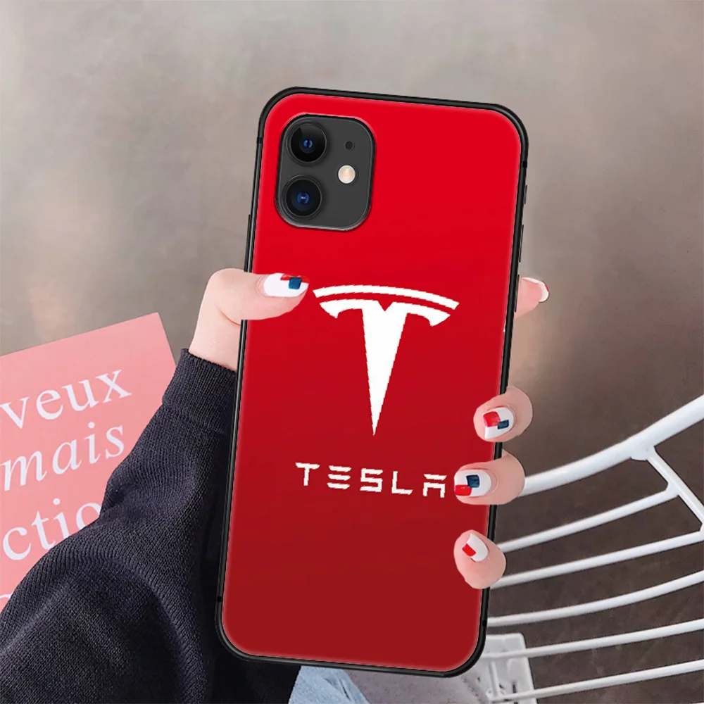 

Luxury Car Tesla Electric logo Phone Case Cover Hull For IPhone 5 5s se 2 6 6s 7 8 12 Mini Plus X XS XR 11 PRO MAX black