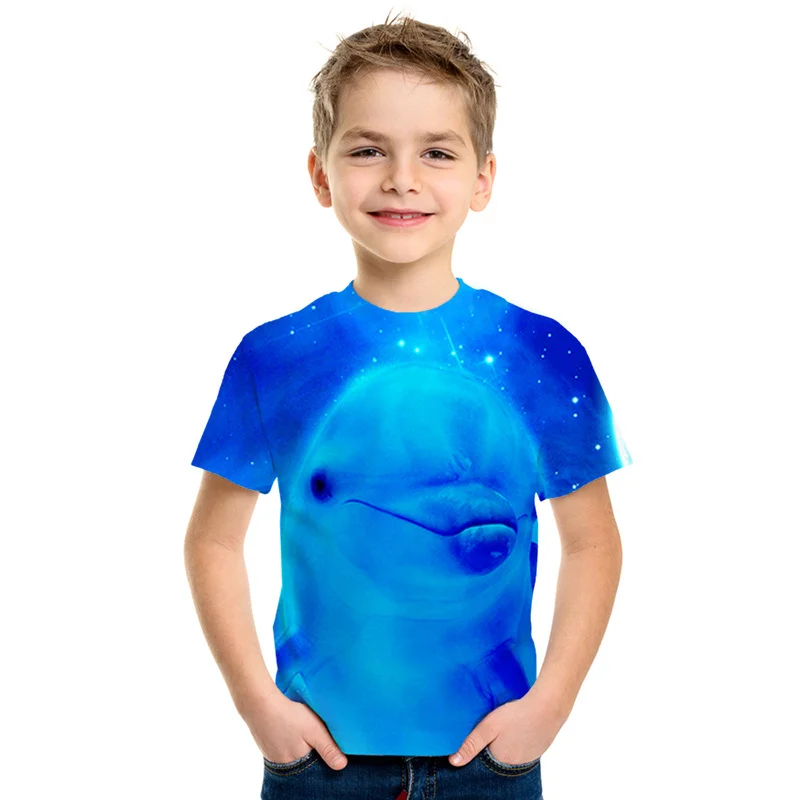 Детская футболка с рыбками 3d принтом Забавные футболки дельфином в стиле хип-хоп