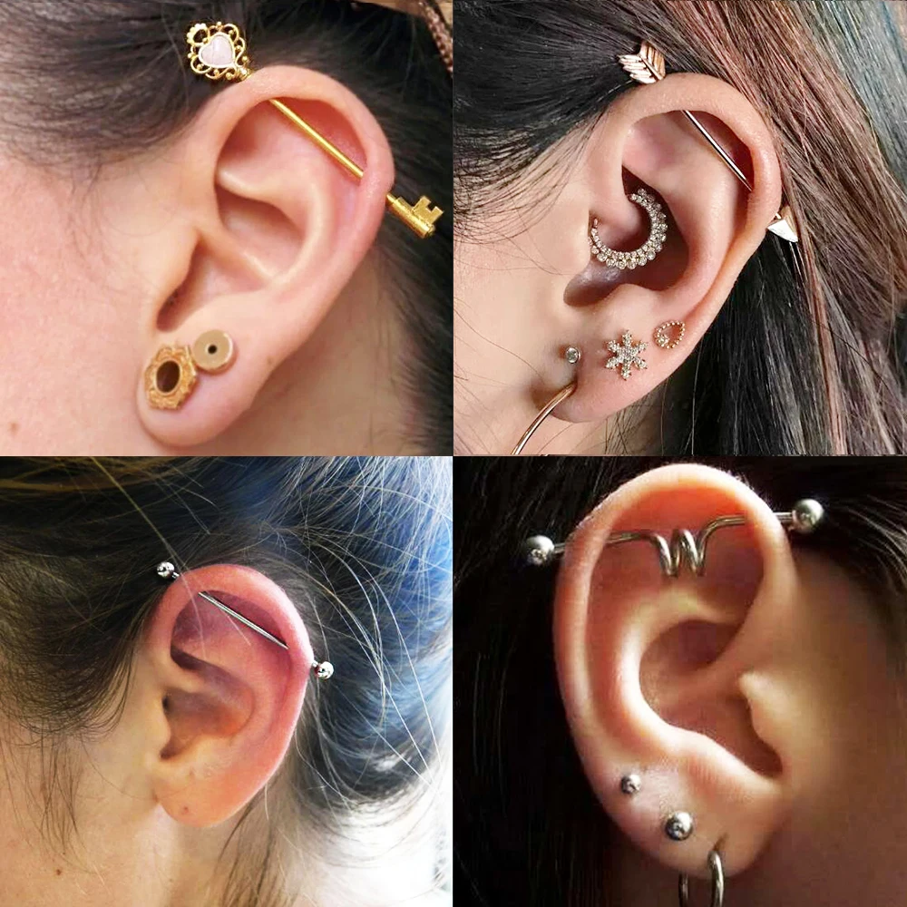14G Surgical Steel Industrial Barbell for Women Men Cartilage Earring Helix Body Piercing Jewelry Oreja Ring 1 1/2 Inch 38mm 1pc images - 6